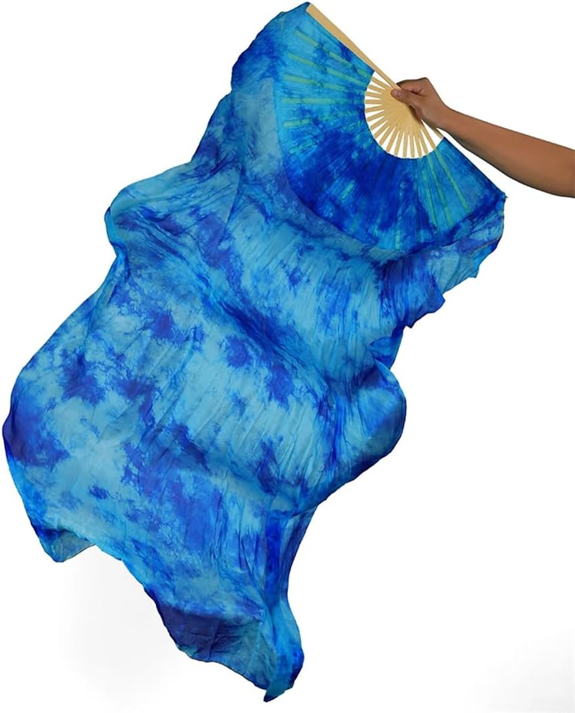 Real Silk Fan 180 * 90 Cm Dance Accessories Foldable Multiple Colors Tie Dye Fan Stage Performance Practice Dance Fans