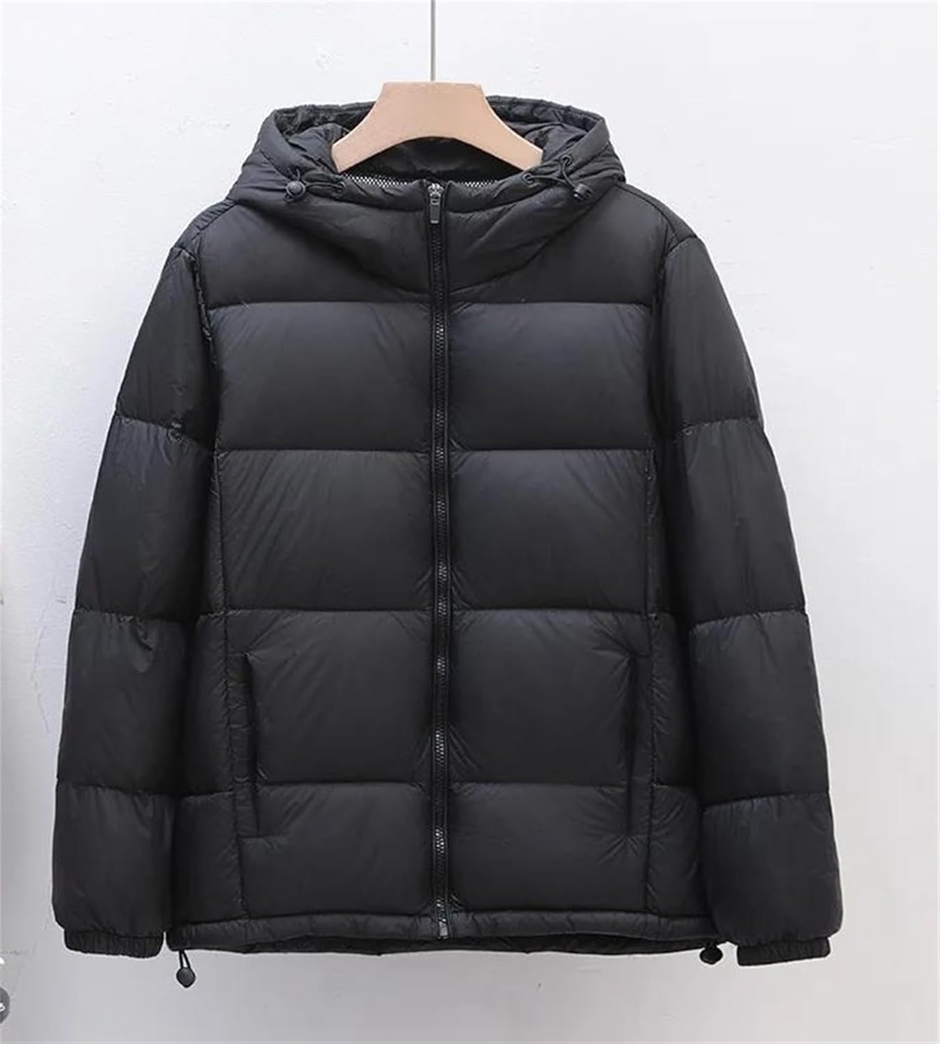 Women’S Winter Cropped Puffer Jacket Black Long Sleeve Thick Hooded Warm Parkas Padded Down Coats
