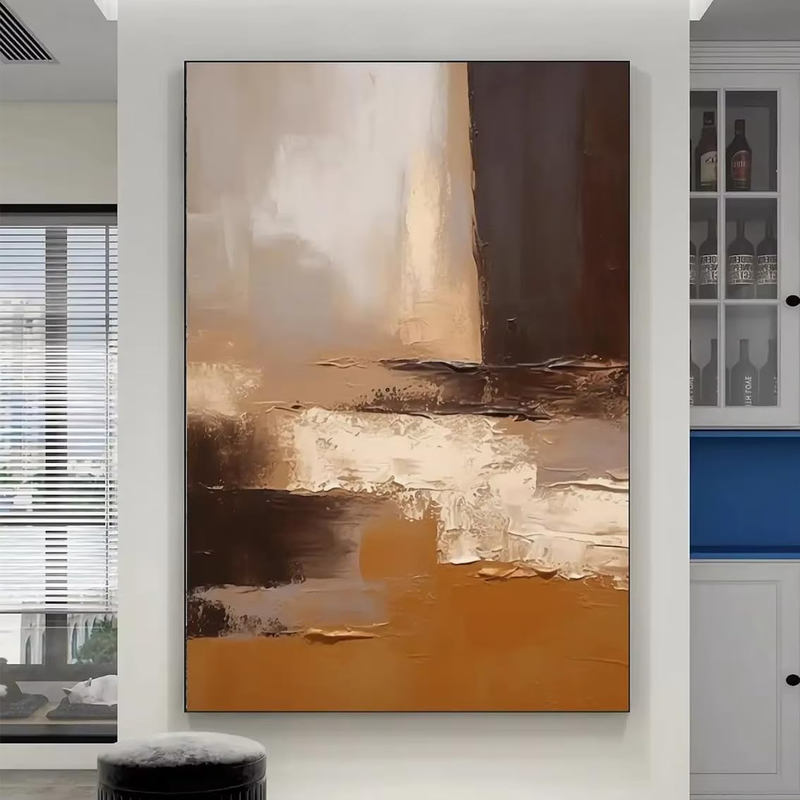 awtrhfc Brown Abstract Painting Modern Orange Wall Art Minimalist Painting Office Wall Decorat(30x40cm(12x16in)/No frame)