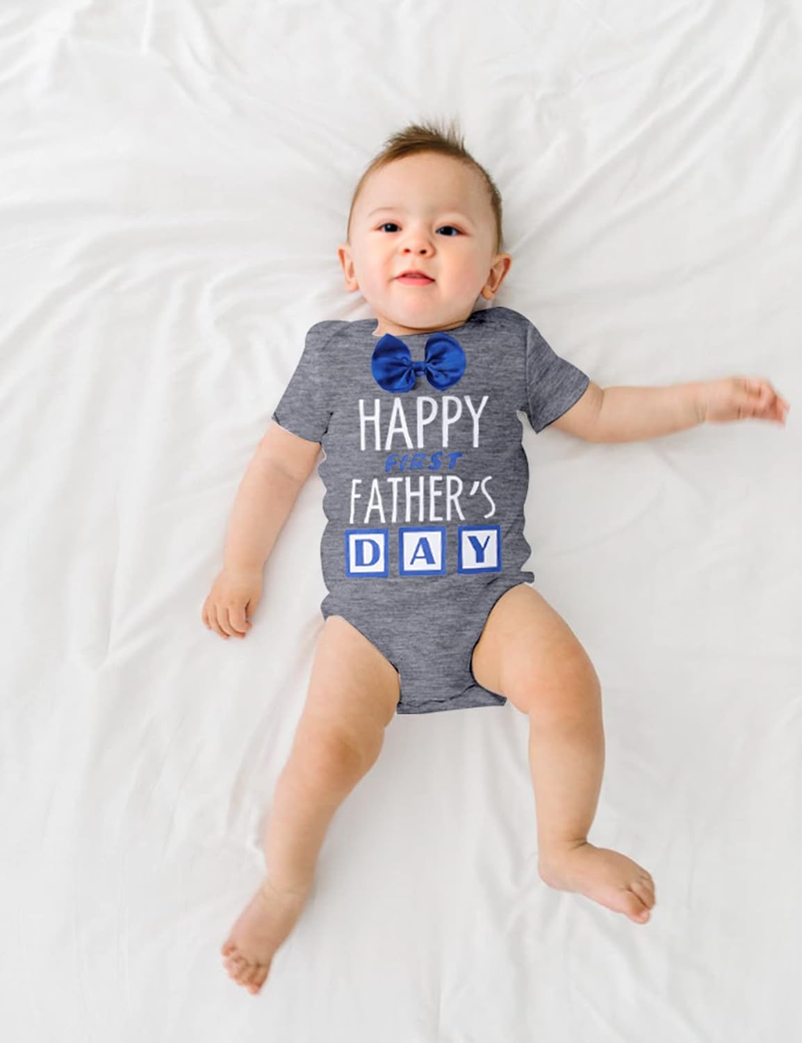 DONWEN Baby Boy Father's Day Clothes Happy First Father's Day Bodysuit Romper Baby Boy Father's Day Outfits