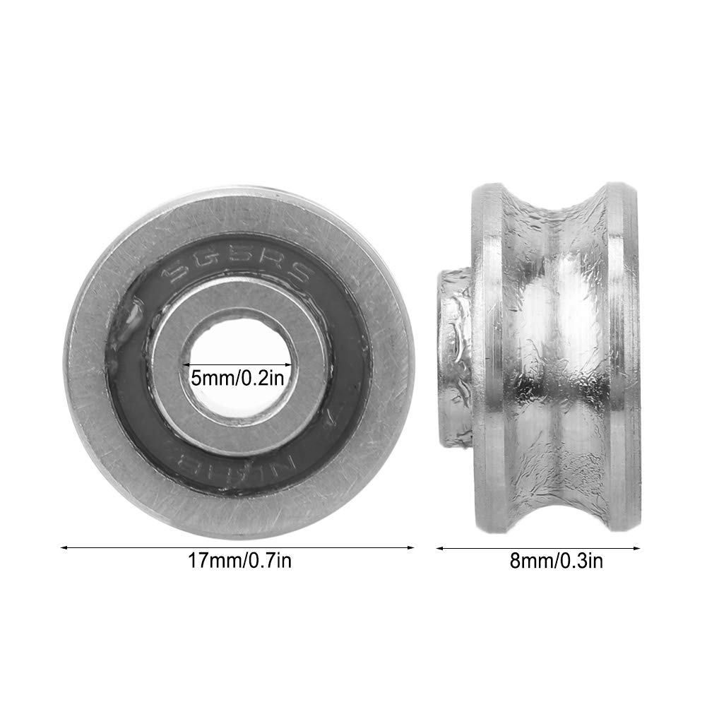 10 Pcs U Groove Bearing SG15 Track Guide Bearing 5 x 17 x 8mm for Computer Embroidery Machine Household Appliances Industrial Machines (Single Row)