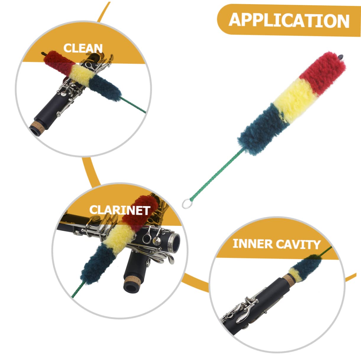 Abaodam 3pcs Clarinet Cleaning Brush Nylon Metal Material Wind Instrument Cleaner Tool