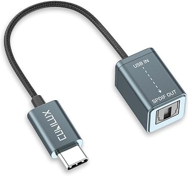 Cubilux USB to S/PDIF Transmitter for Music Playing, USB C to TOSLINK Output Adapter Stereo Sound, USB Optical Audio Converter Suitable for iPhone 17/16/15 Series - Not for 7.1/5.1, NOT for TV