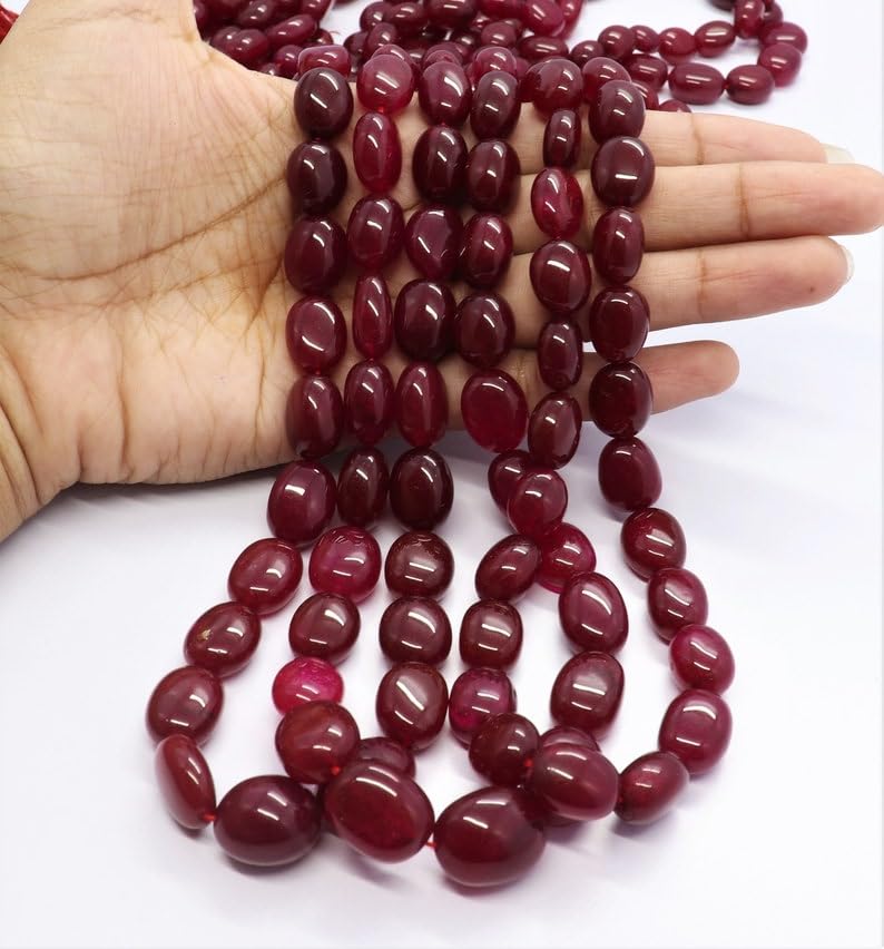Quartz rubis naturel perles ovales de prestige pour création bijoux fins