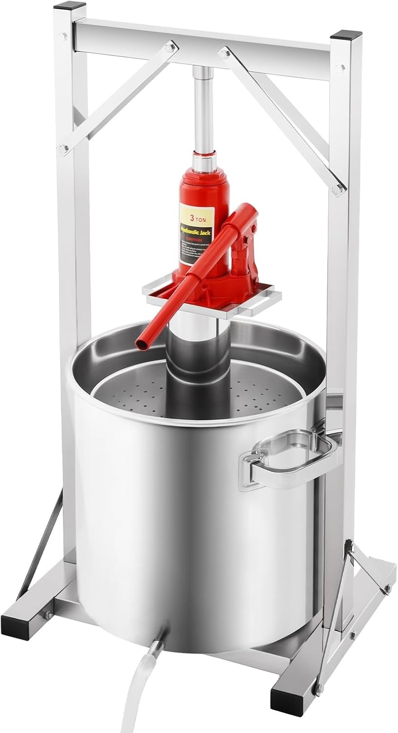 Hydraulic Jack Fruit Wine Press - Commercial Stainless Steel Juicer for Grape, Orange, Berry & Vegetable Juice Making