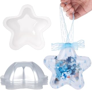OLYCRAFT 30Pcs Clear Candy Dome 5.3x1.2 Inch Star Plastic Domes Candy Holder Shaker Domes Transparent Plastic Dimensional Dome for Shaker Card Making Paper Crafting DIY Present Box