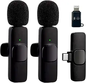 Microfone Lapela Sem Fio Bluetooth - Kit com 2 Microfonones | Redução de Ruído - 10h de Uso - Compatível com iPhone e Android | Linha Premium A'Gold | Ideal para Gravar Vídeos e Podcasts