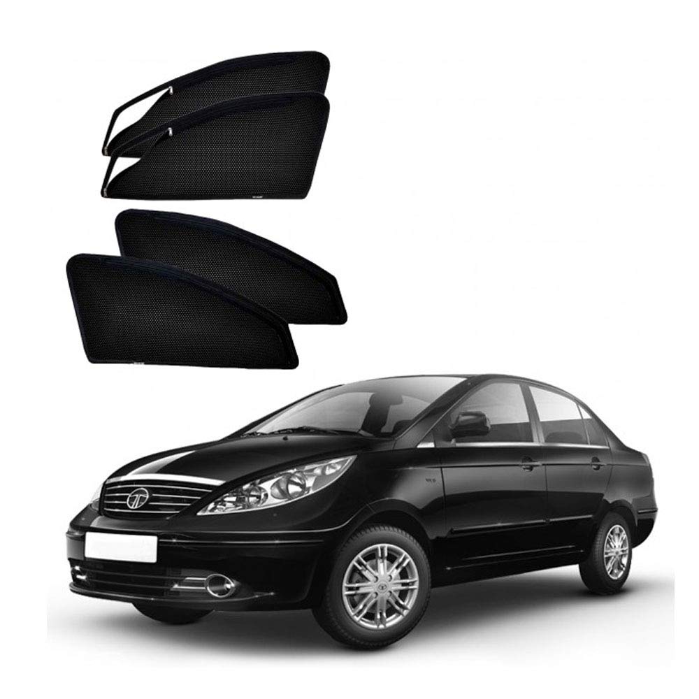 S.S.Car Window Curtain Work Side Window Zipper Sun Shade for Tata MANZA (Set of 4
