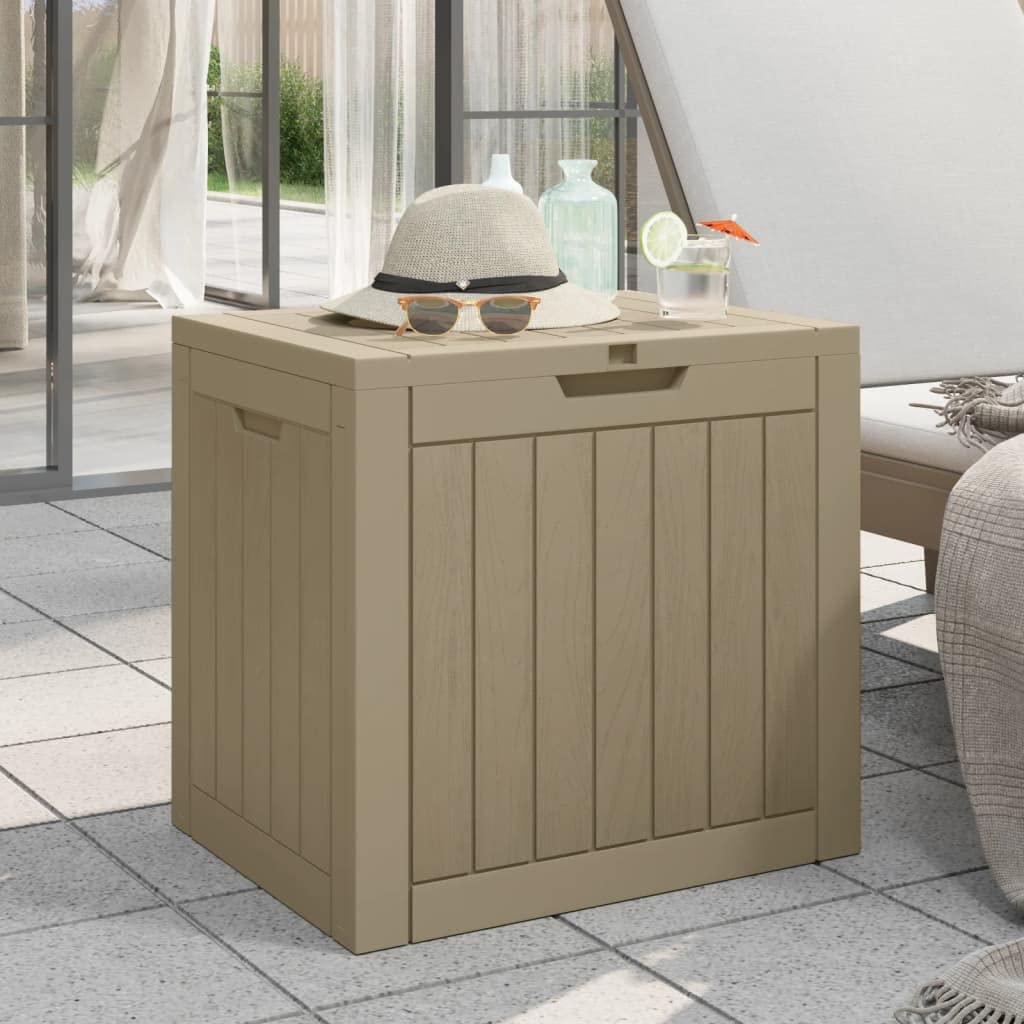 Contenitore da giardino grigio, 55,5 x 43 x 53 cm, in polipropilene, 118 l, con coperchio pieghevole e maniglie laterali, per balcone, giardino, terrazza, esterni