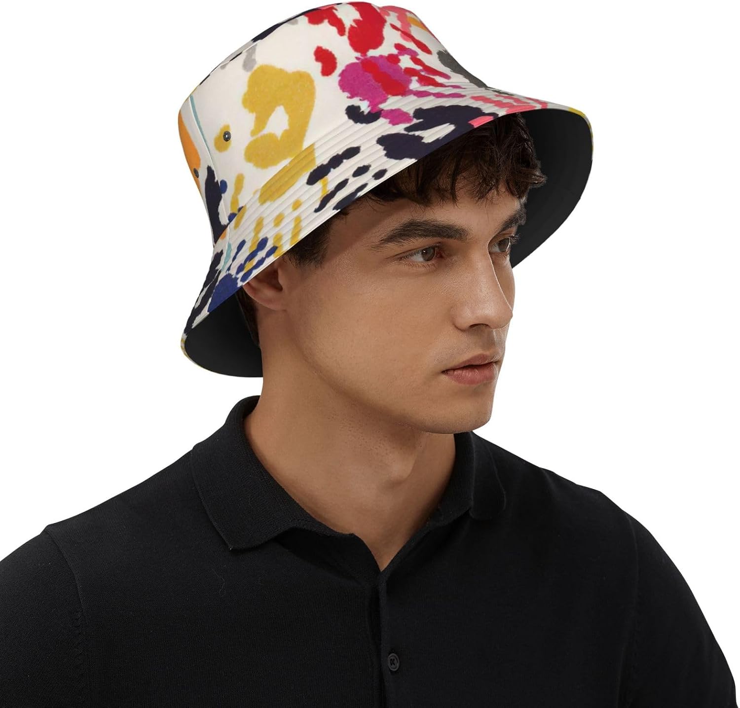 Bucket Hat Hand Print Print Summer Sun Hat Trendy Beach Funny Fisherman Hat for Men Women Unisex Black