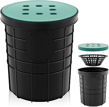 14.9 x 12.4 Inch Catch Basin with Grate for Drainage, Green,Black