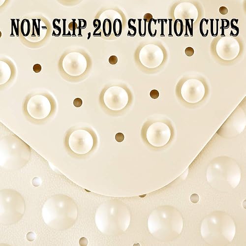 Miniatura 58 de YINENN Tapete de ducha para bañera de 40 x 16 pulgadas, antideslizante y extragrande, tapete para bañera con ventosas, lavable a máquina, con Azul