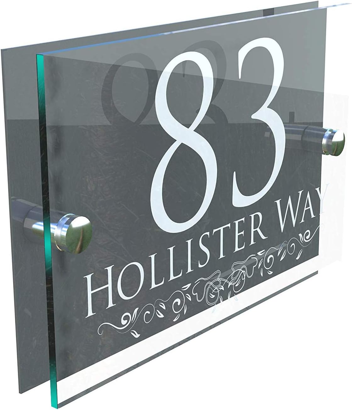 MODERN HOUSE SIGN PLAQUE DOOR NUMBER STREET GLASS EFFECT ACRYLIC ...