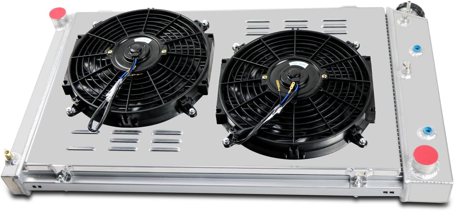 Aluminum Radiator Compatible with 1973-1986 Chevy/GMC C/K C10 C20 C30 K10 K20 K30 74 75 76 77 78 79 80 81 82 83 84 85 3 Row Core Radiators + Shroud Fan + Relay