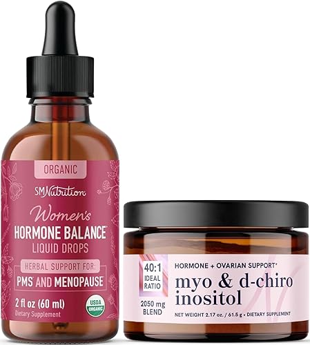 Myo-Inositol Powder Complex & Herbal Hormonal Balance Tintura | Paquete de equilibrio hormonal con mio-inositol y D-Chiro (30 porciones) y PMS