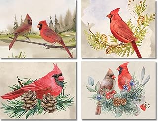 Small World Greetings Watercolor Cardinal Note Cards 12 Count - Blank Inside with Envelopes - A2 Size 5.5" x 4.25" - All Occasion - Bird Stationery - Birthday, Sympathy, Thank You, and More
