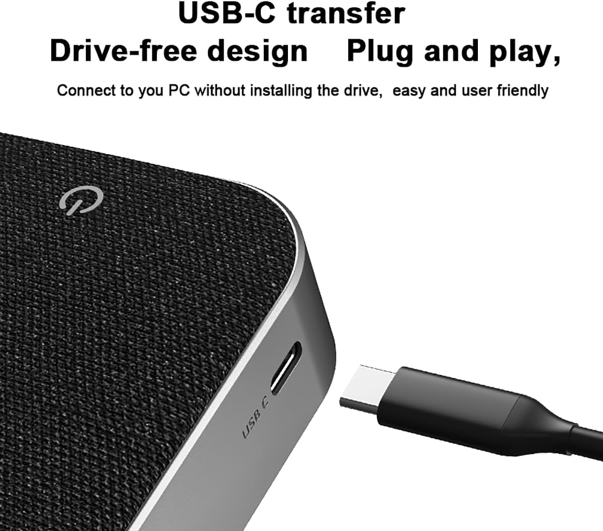 Side view of the eppfun Conference Speaker showing the USB-C port.