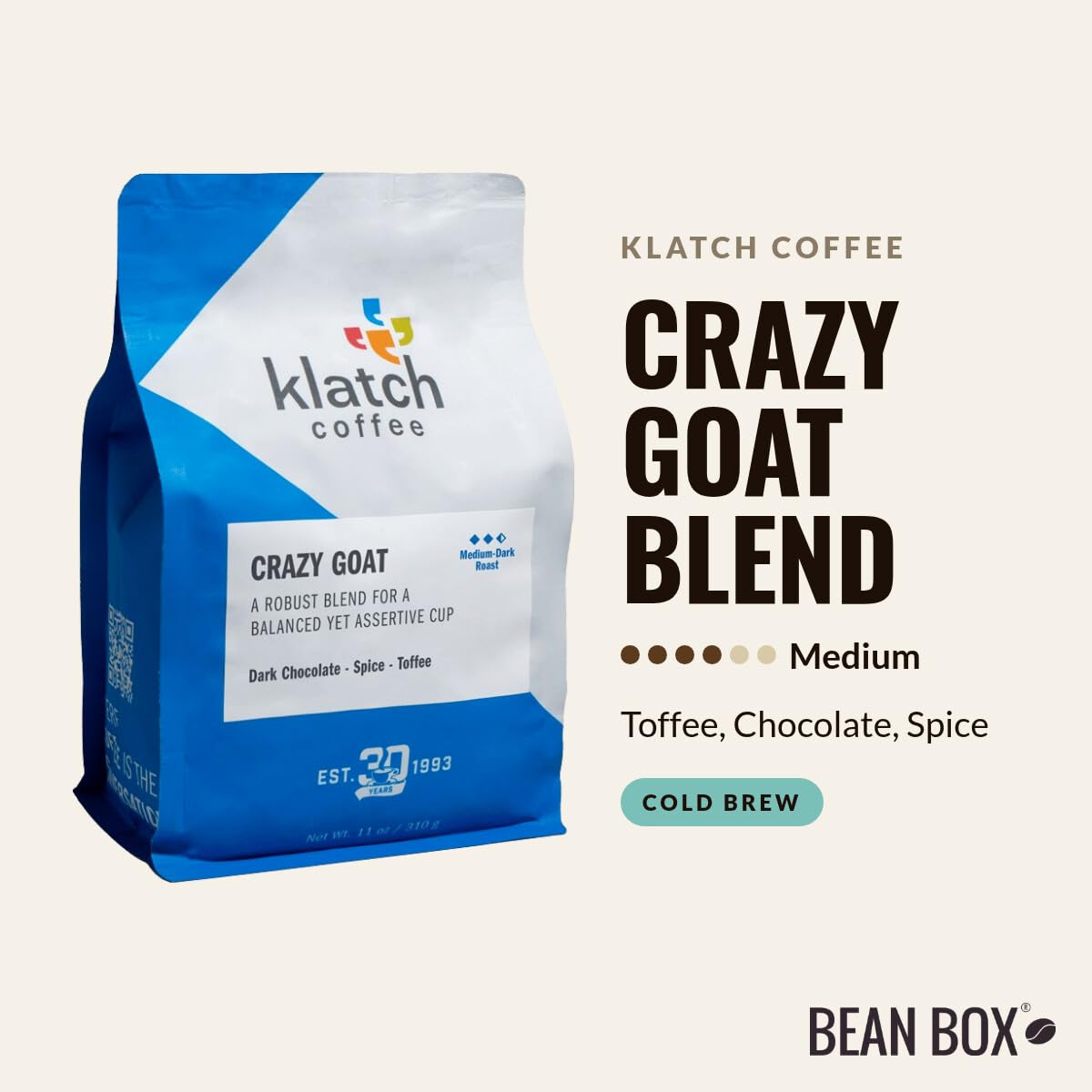 Crazy Goat Blend - Roasted by Klatch Coffee - Freshly Ground Coffee - 310 Gram Bag