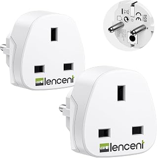 LENCENT 2 Stück Adapter UK auf EU Europäischen Stecker Netzadapter