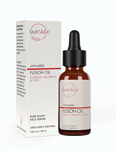 SILKTÁGE Japanese Fusion Oil - Suero facial Pure Glow, Camellia, suero Yuzi brillante para piel seca, líneas finas, tono de piel desigual y tez