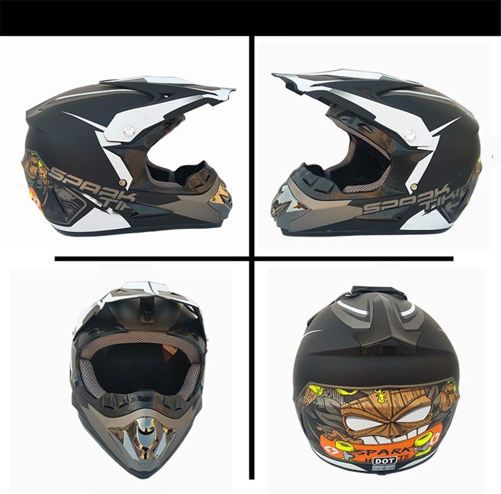 Motocross Helmet Handsome Teen Adult ATV Motorcycle Helmet SUV Mask Goggles Gloves,Fashion Dirt Bike Off-Road Mountain Bike Helmet 4-Piece Set Unisex