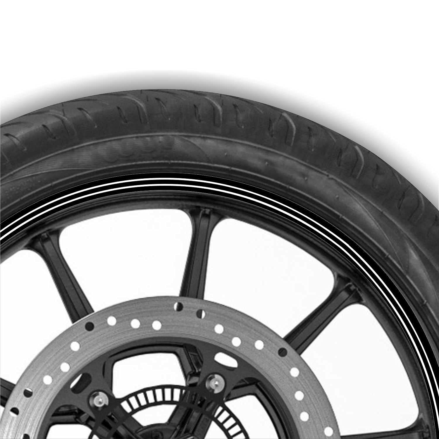 Piston Graphics Classic Series Black Stripes Rim Decals Kit for Meteor and Classic Motorcycle