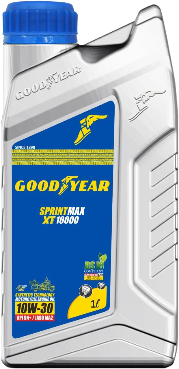 GOODYEAR 1.0 Ltrs 10W30 Sprintmax XT10000 4T Semi-Synthetic Engine Oil | High Performance Engine Oil For Bikes & Motorcylce with Enhanced Engine Protection