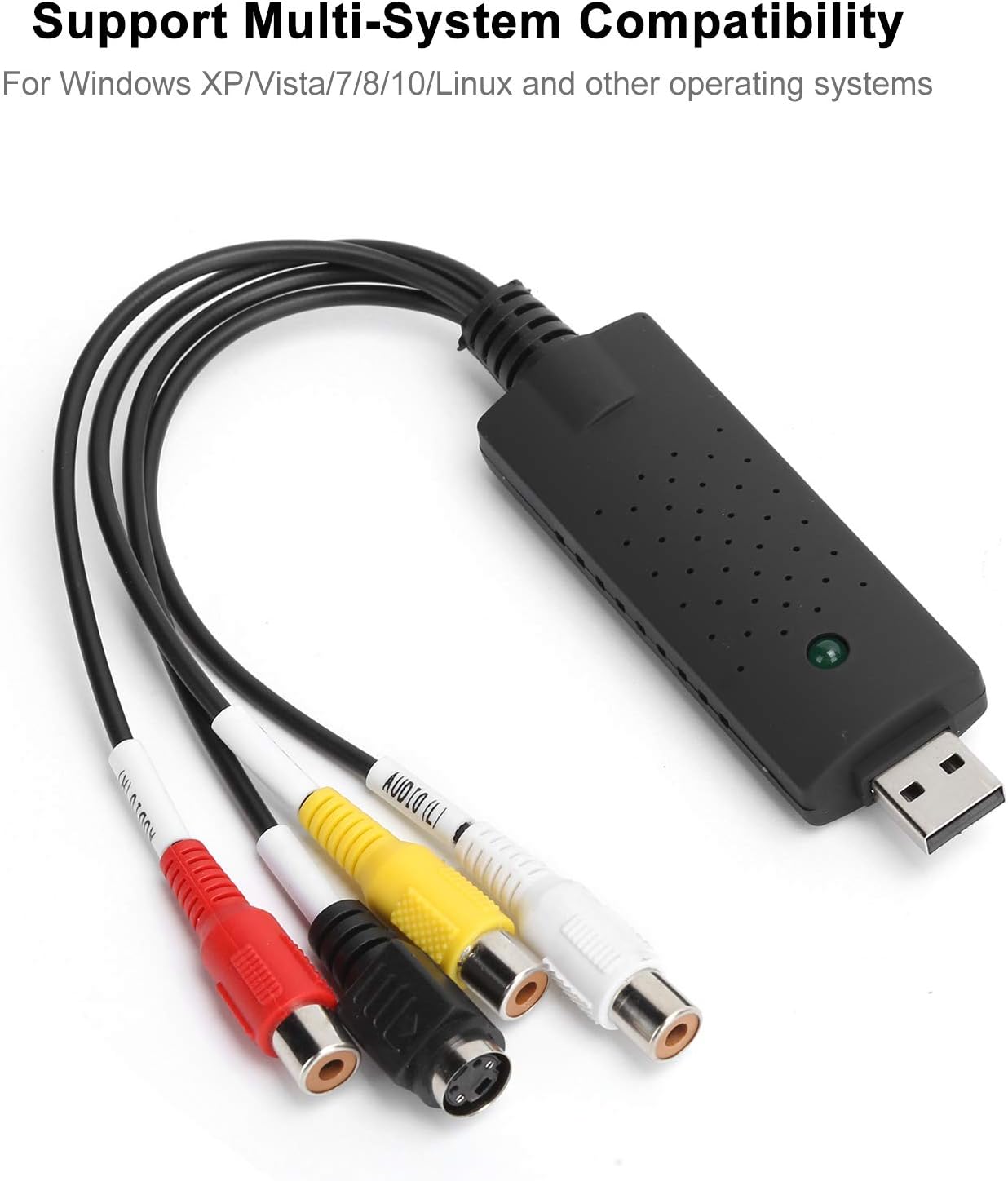 PUSOKEI USB 2.0 Capture Card AV/ Composite and SVideo Audio Video Capture Card Adapter Video Collection Card for XP/Vista/7/8/10/Linux Operating System
