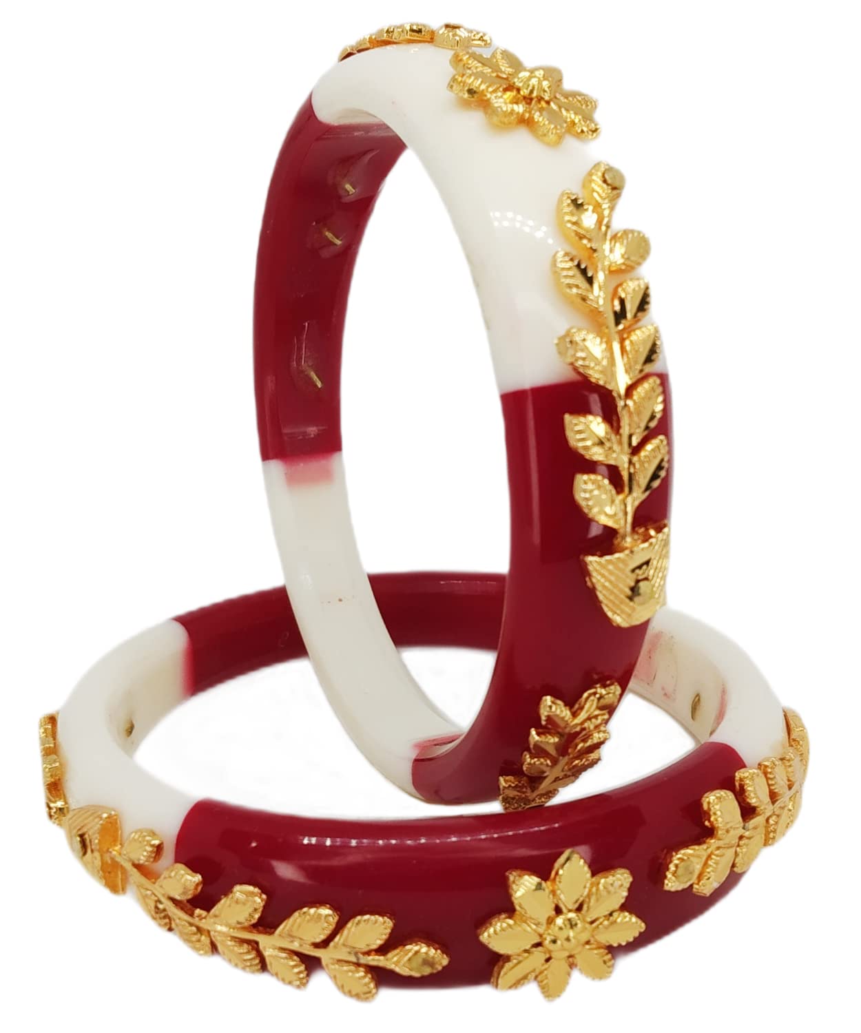 Tanvi J Plastic Gold Plated Red and White Bracelet Pola Bangle Set for Women (2-6) (B09PKFLTJQ) Amazon Price History, Amazon Price Tracker