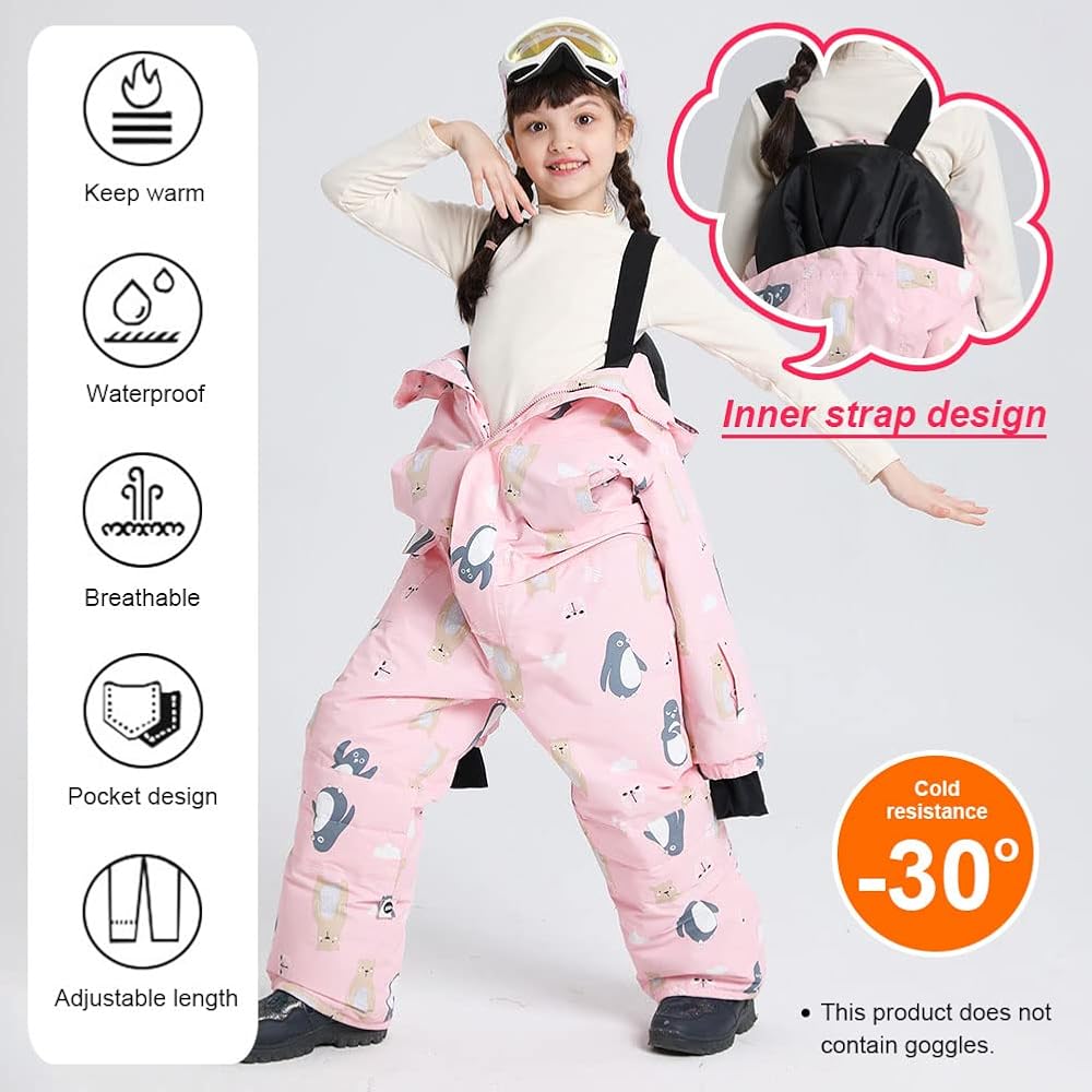 SXSHUN Combinaison De Ski Une Pièce Enfant Garçon Fille - Habit De Neige Imperméable Chaud Avec Capuche