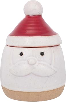 DEMDACO Distressed Santa with Red Hat Lid 7 x 4 Stoneware Tabletop Candy Dish Cookie Canister