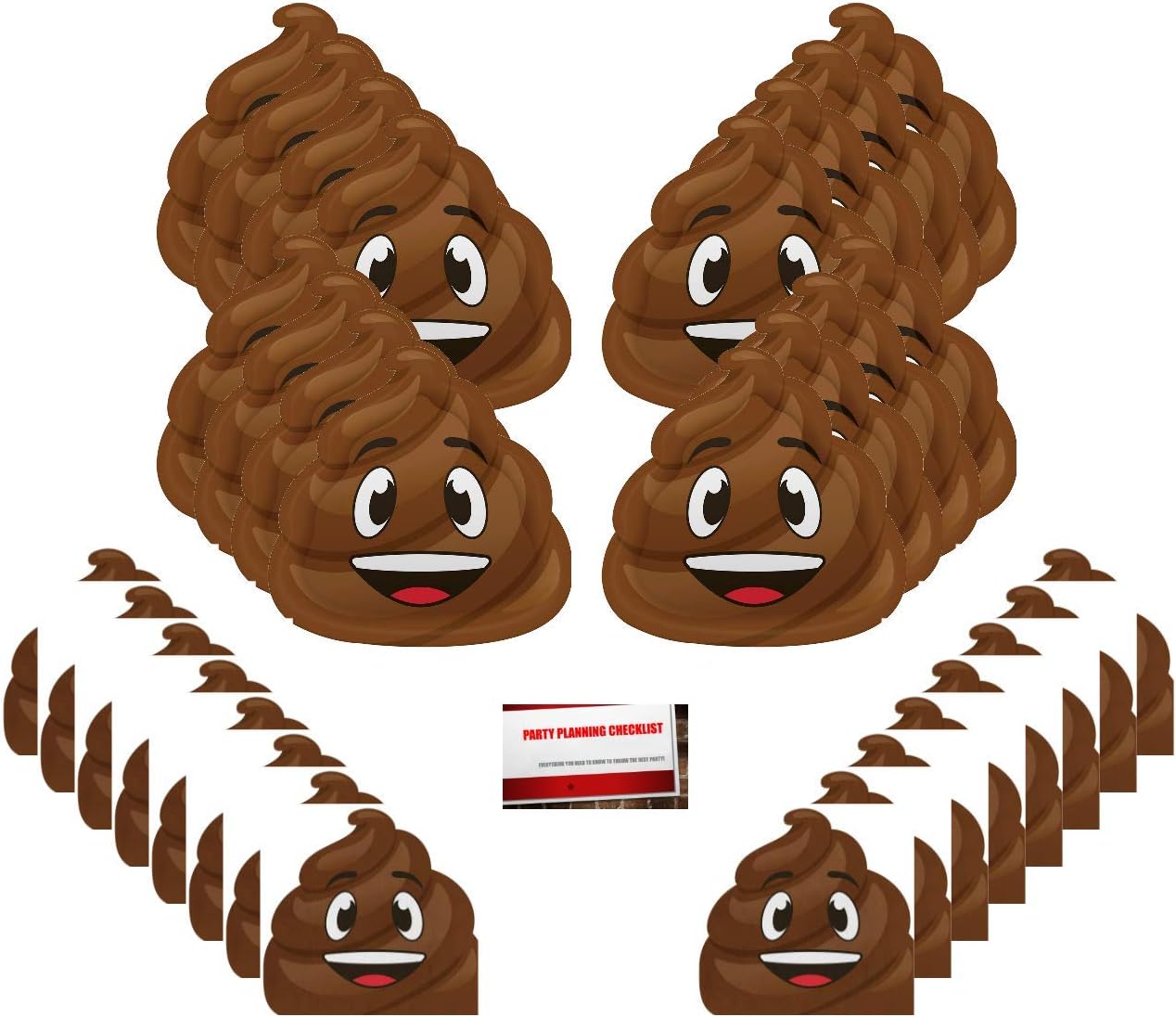 Poop Emoji Party Supplies Bundle Pack for 16 Guests (Plus Party Planning Checklist by Mikes Super Store)