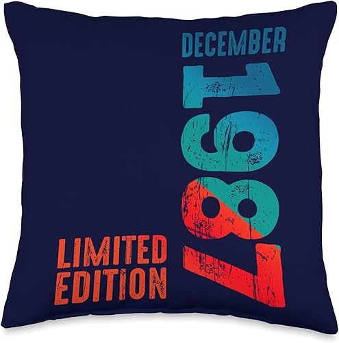 Limited Edition December Year Retro 1987 Throw Pillow, 16x16, Multicolor disponible en Yaxa Peru
