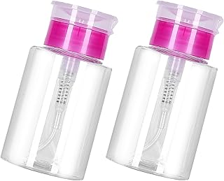 2pcs Nail Polish Remover Pump Bottle Dispenser,Nail Remover Pump Dispenser Push Down Cleanser Bottle Nail Polish Remover Liquid Bottle Container for Nail Polish Makeup Remover Practical Travel Set