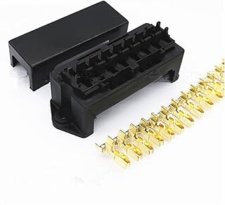 SIBBLE 2pcs 8 Way Black Car Seat Medium Relay Fuse Box Assembly with 16pcs Terminals Car Engine Compartment Insurance Holder Box Mounting