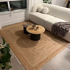 Hausattire Hand Woven Jute Braided Rug, 5'x8' – Natural, Reversible Boho Entry Area Rugs for Kitchen, Living Room I Farmhouse Indoor Outdoor Decorative Floor Rug, 60x96 Inches