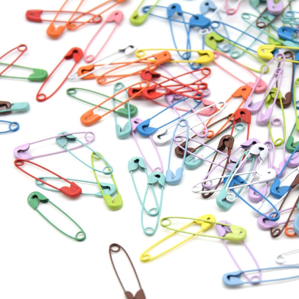 200 Pieces Safety Pin 28mm Colored Safety Pin Metal Safety Pins Bulk Sewing Pins (28mm/Colour)
