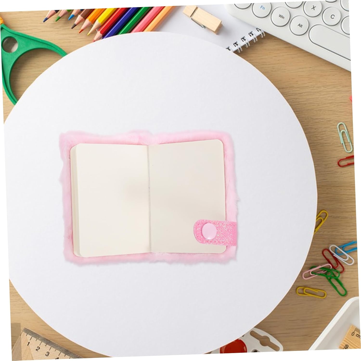 FOYTOKI Cute Plush Notebook for Boys and Girls Mini Cartoon Diary Fluffy Cover for Writing Drawing and Scrapbooking Adorable for Girls and Teens