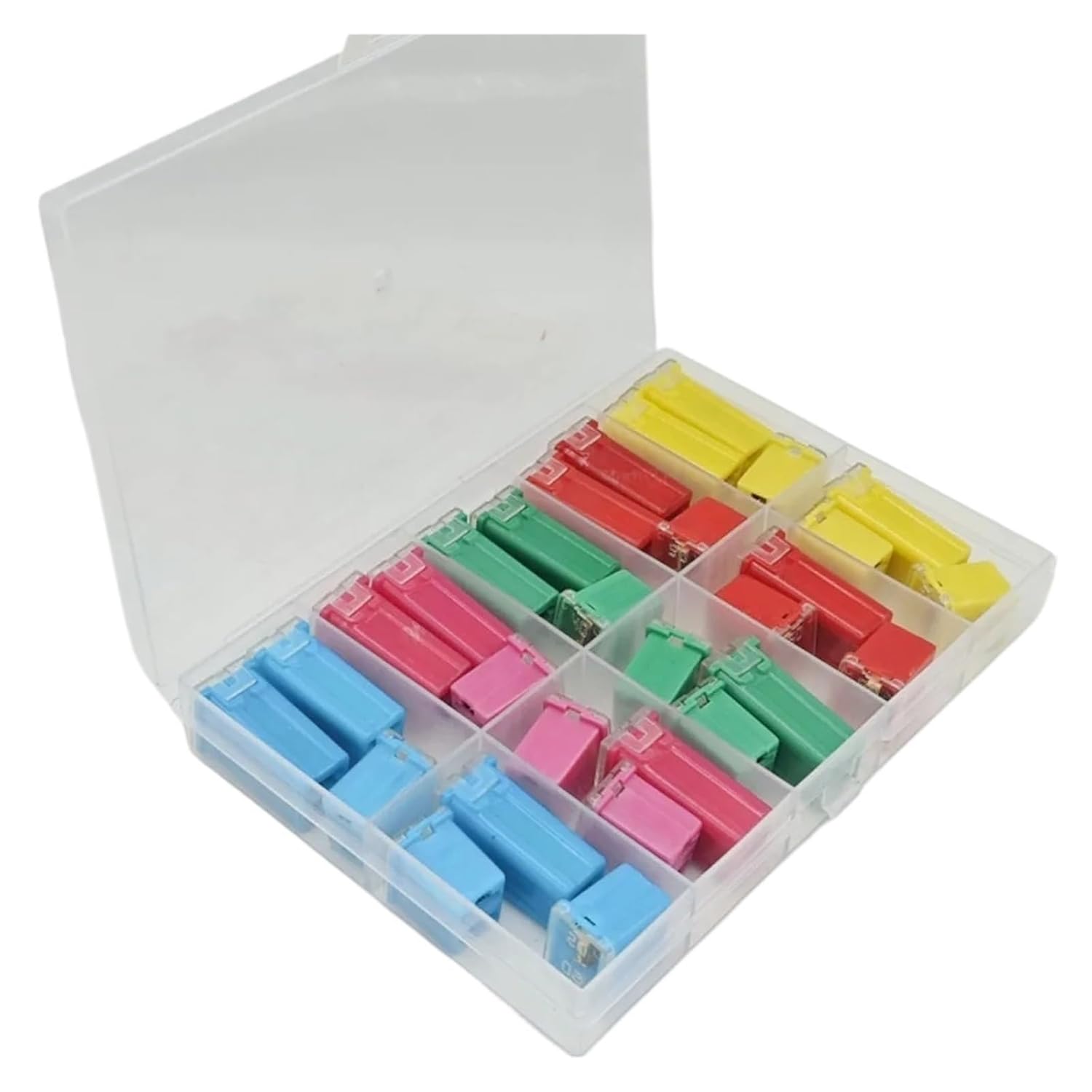 30 Pieces Jcase Fuses Assortment Kit, Tall/Standard and Low Profile Box Shaped for Pickup Trucks, Cars, RVs, and SUVs