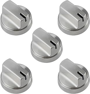 WB03X29354 Stove Knobs Stainless Steel Cooktop Replacement Parts for GE Cooktop Knob PGP7036SLSS Gas Range Oven Profile Knob PGP9030SLSS PGP9036SLSS Burner Control Metal Stove Top Knobs 5 Pcs