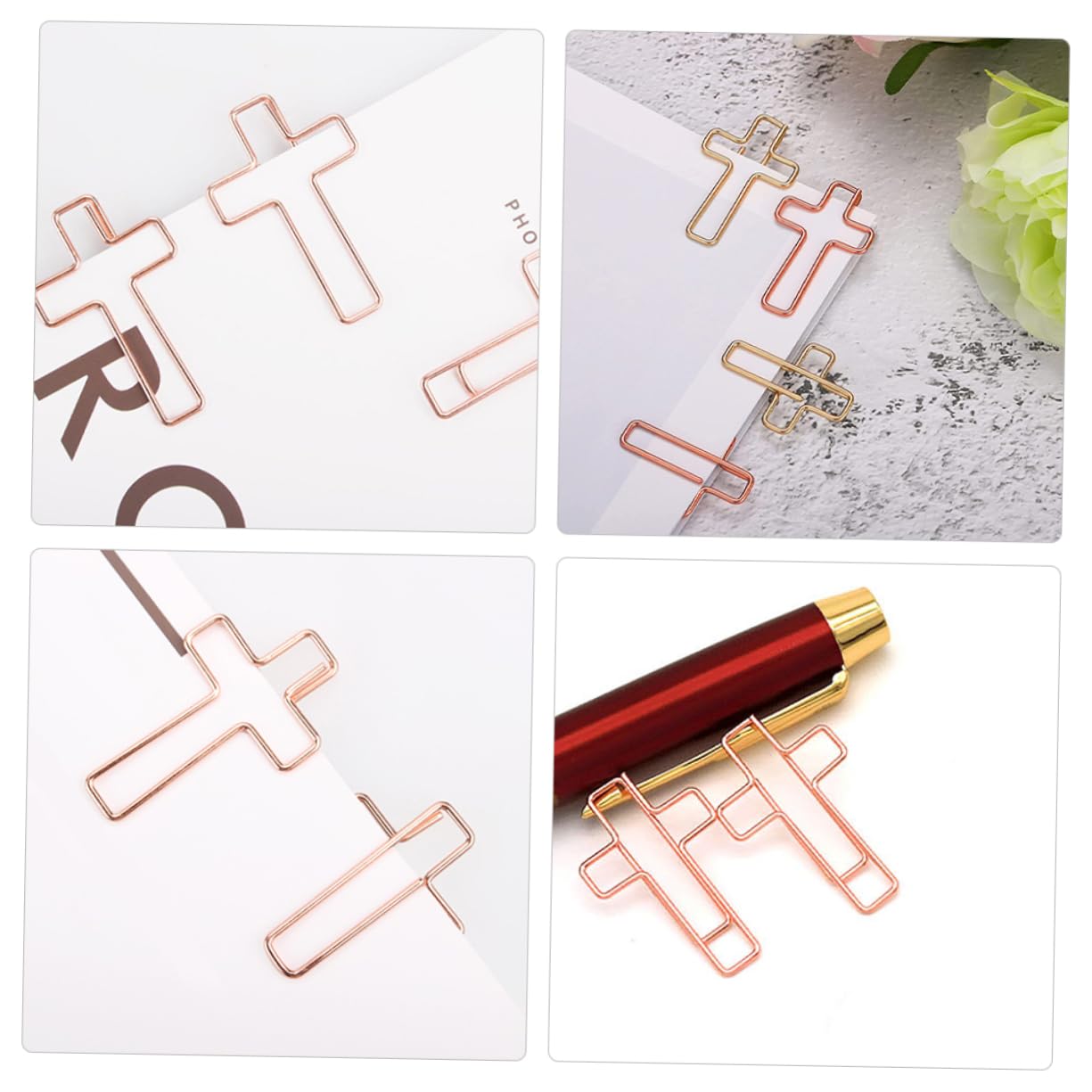 10pezzi Graffette Forma Di Croce Metallo Clip Per Documenti Creative e Forniture Per Ufficio Per Scrapbooking e Organizzazione Di Documenti