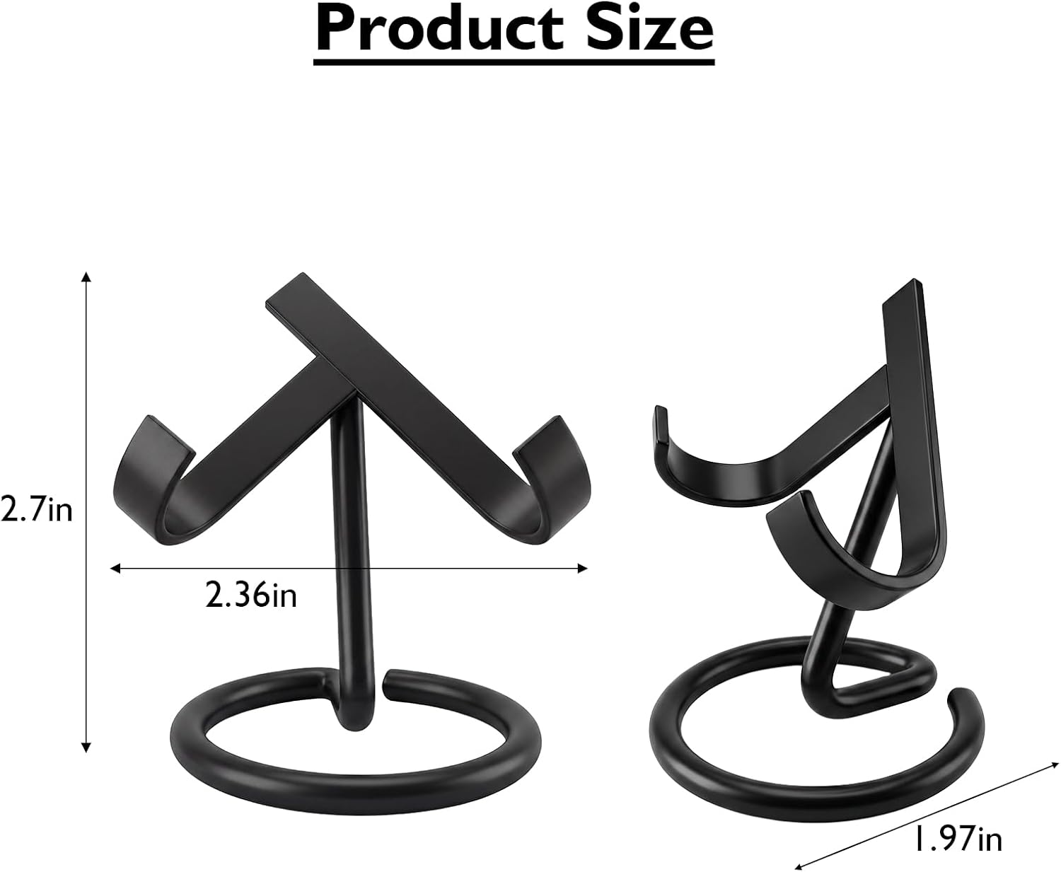 4 Pcs Metal Heart Stone Stand Crystal Display Shelf Black