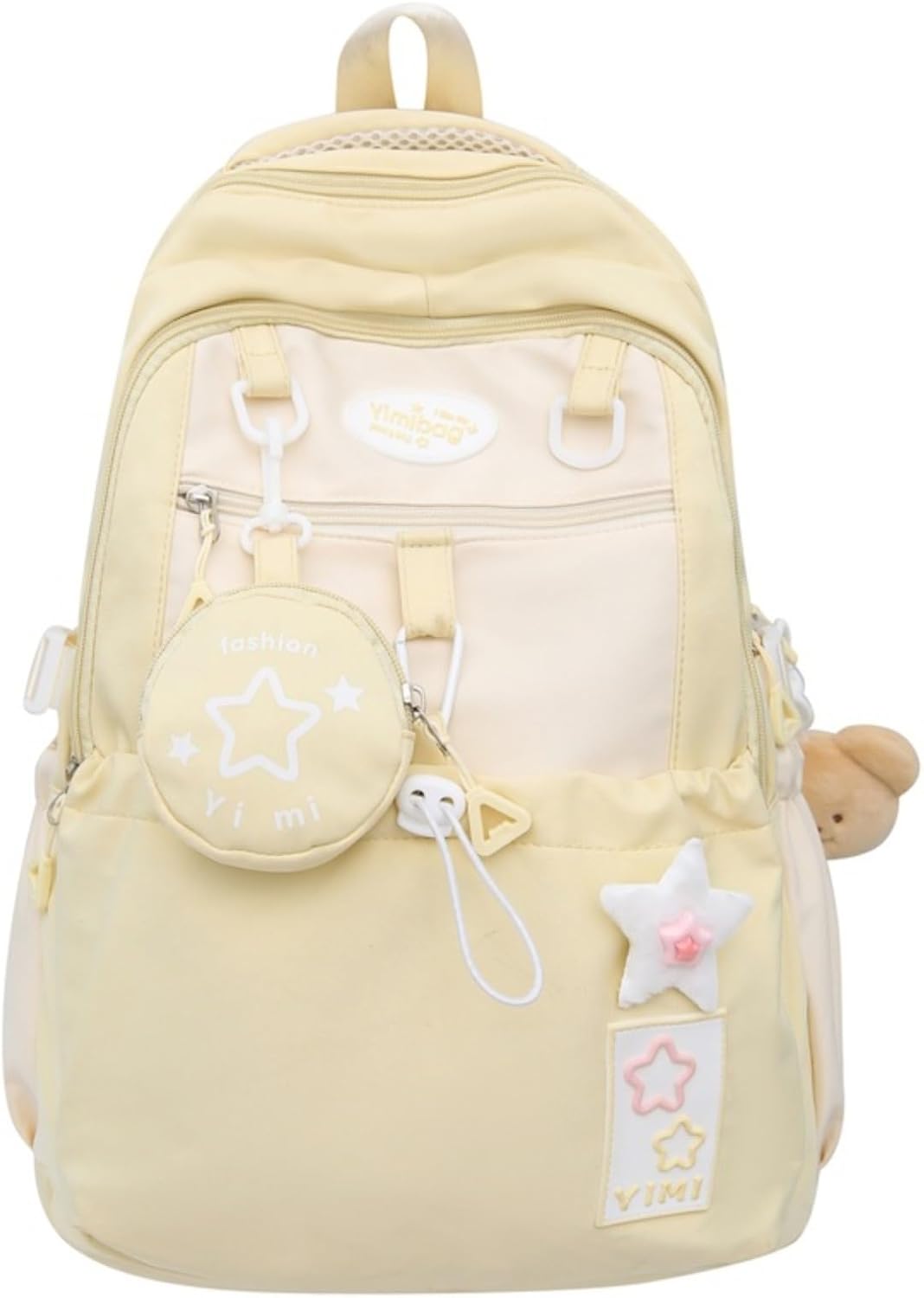Coquette College Backpack Y2K Kawaii Preppy Large Laptop Bookbag Casual Aesthetic Fashion Travel Daypack for Women (Yellow)