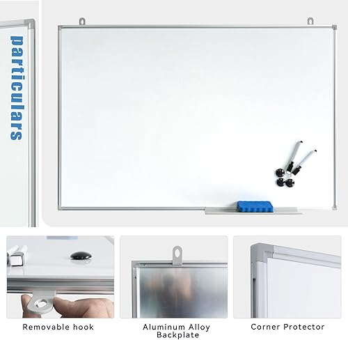 Miniatura 3 de Pizarra blanca magnética de 36 x 48 pulgadas, pizarra blanca colgante de 36 x 48 pulgadas, marco de aluminio para colgar en la pared, pizarra blanca