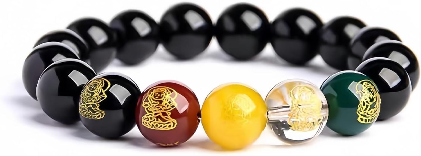 Vermillion Stone Feng Shui Bracelet - Five Elements Wealth and Protection Jewelry, Brings Prosperity Energy, Spiritual Gift for Men and Women (12mm Beads)