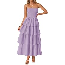 Women&lsquo;s Summer Boho Strapless Maxi Dress 2026 Casual Sleeveless Off Shoulder Smocked Tiered Beach Long Sundress