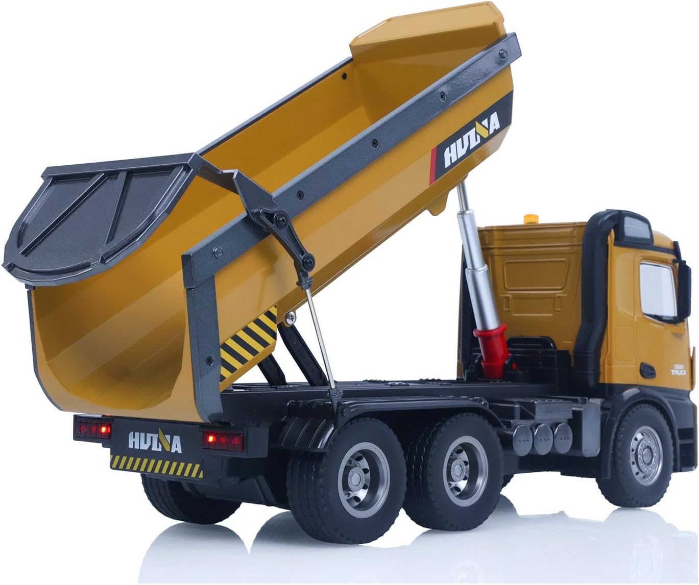 HUINA 1/14 Electric RC Dump Truck 573 Remote Control Tipper Model Vehicle Flowing Water Light Sound Effect 2.4G Radio Battery Hobby Garde Truck Model for Ages 14+