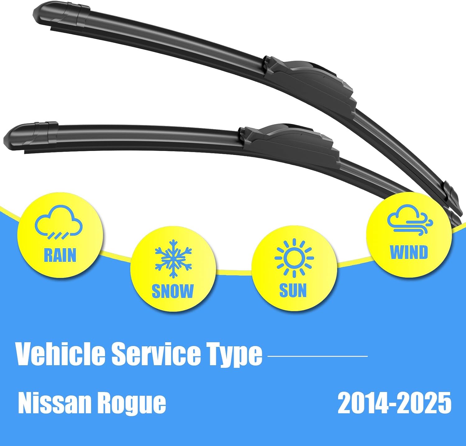 Gavimnal® 26"+17"+12" Silicone Wiper Blades Replacement For Nissan Rogue 2014-2025,Front Rear Windshield Wiper Blades(Set of 3)