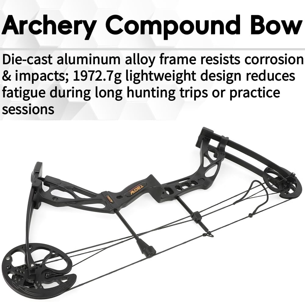 Archery Compound Bow Set 0-70Lbs Adjustable Complete Accessories Kit for Beginners & Hunter