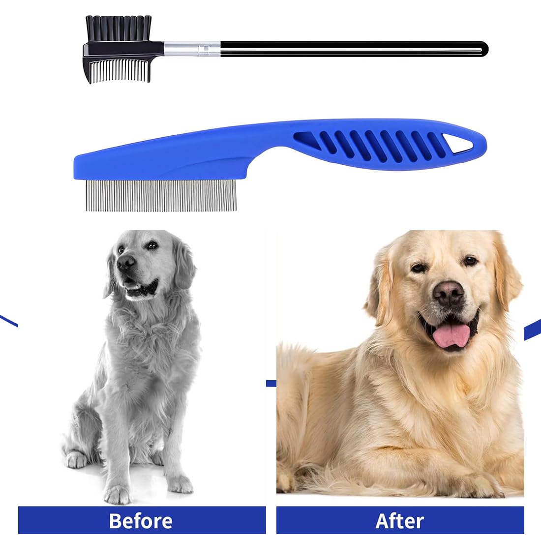 5 Pièces peignes anti-puces en acier inoxydable avec dents arrondies pour chats et chats, Peigne anti puces pour chat, peigne à poils épais, peigne à dents fines pour chien et chat